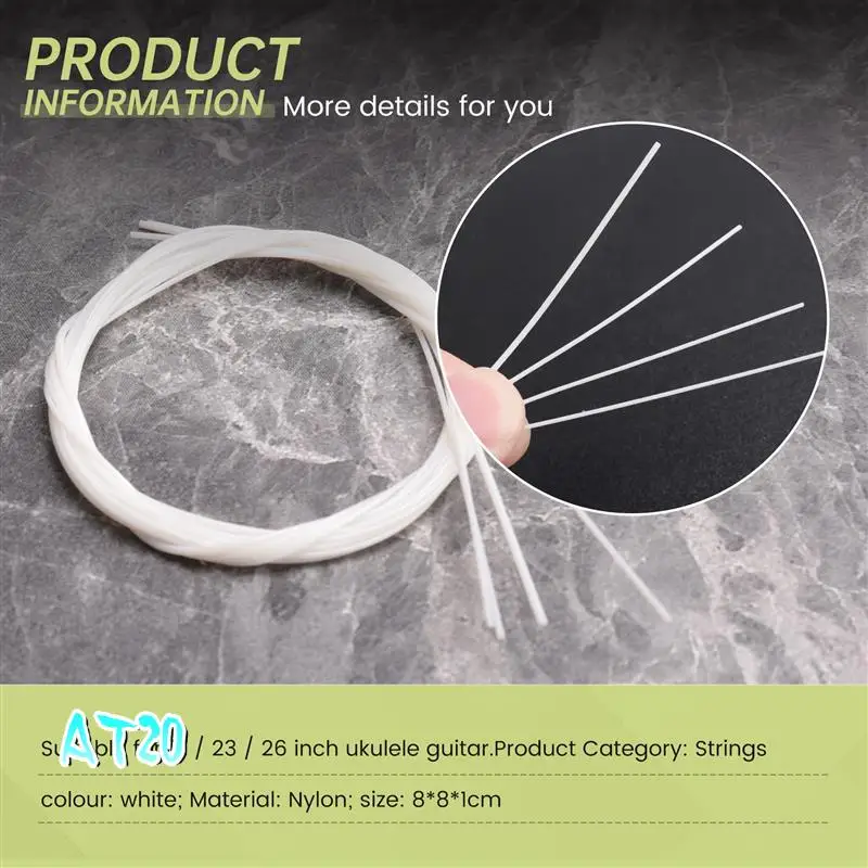 

4Pcs/Set White Durable Nylon Ukulele Strings Replacement Part For 21 Inch 23 Inch 26 Inch Stringed Instrument-AT20