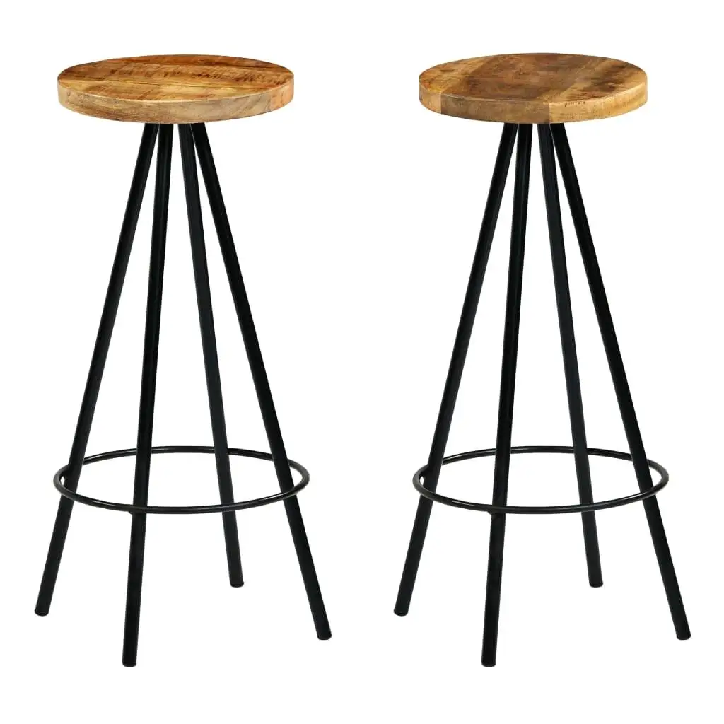 Set of 2 Solid Wood Bar Stools - Stylish and Durable Seating for Kitchen or Home Bar