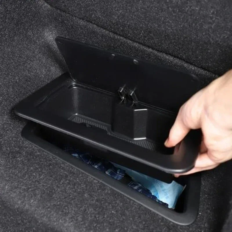 For BMW 5 Series G60 2024-2026 ABS Black Car Rear Trunk Side Storage Box Multi Functional Storage Box Interior Car Accessories