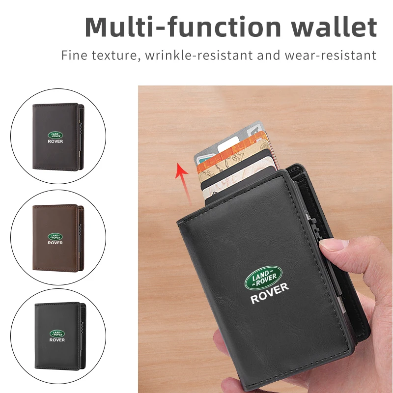 Car Logo Card Holder Wallet RFID Metal Bank Card Holder with Coin Pocket For Land Rover Freelander L2 LF Range Rover Evoque 3 4