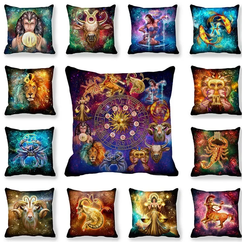 Tarot Witch Pillow Home Decor Pillowcase Soft Sofa  Bedroom Living Room Colorful Zodiac