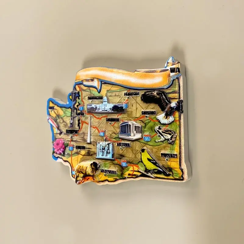 

American Creative 3D Travel Souvenir Fridge Magnet State Regional Map Magnetic Sticker Unique Decoration Gift