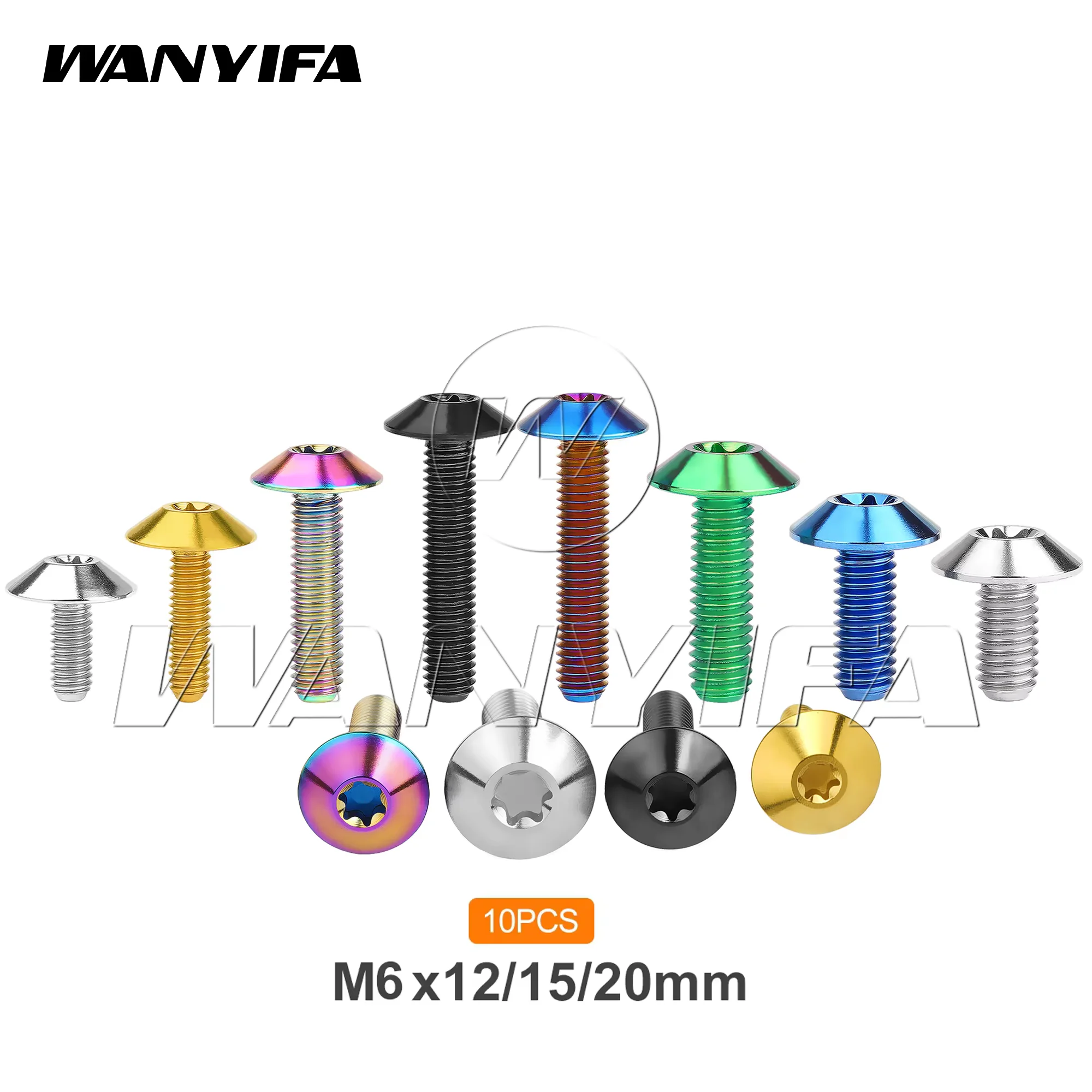 Wanyanza-Boulons en titane M6x12/15/ 20mm T30, vis à tête Torx pour fixation de moto et de vélo