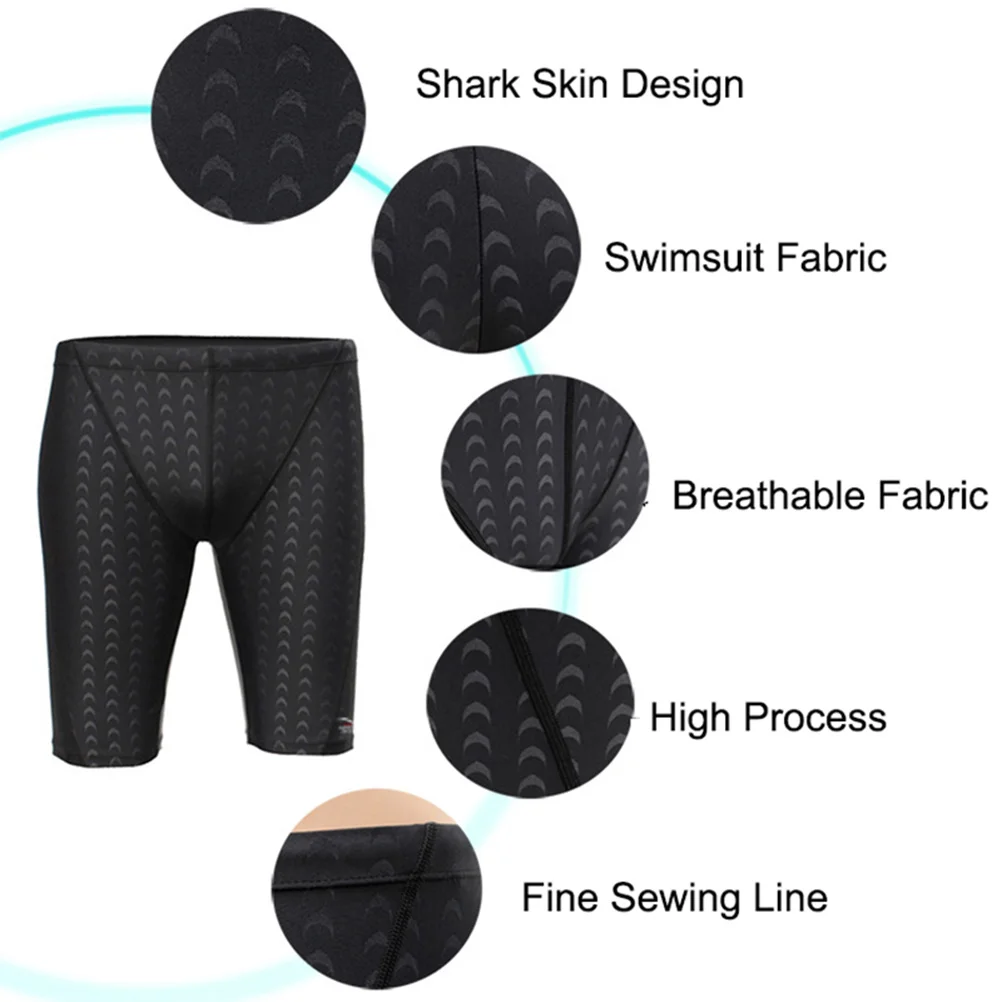 

Men's Professional Swim Trunks Leg Black Size 4Xl Elastic Swimwear for Swimming Tanning Hot Tub Water