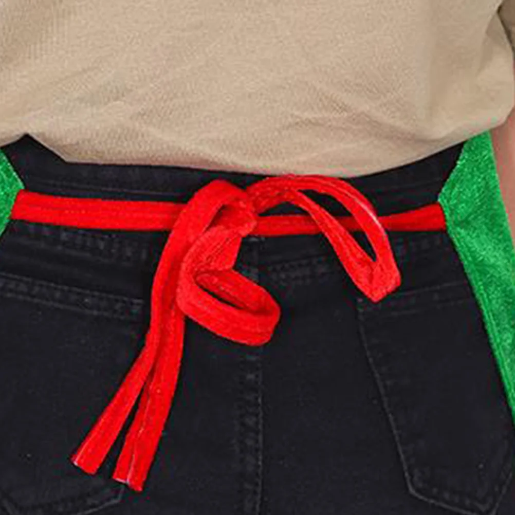 

Christmas Apron Sleeveless Red Belt Adjustable Waist Neck Strap Cooking Apron Half Body for Home Restaurant Coffee Shop