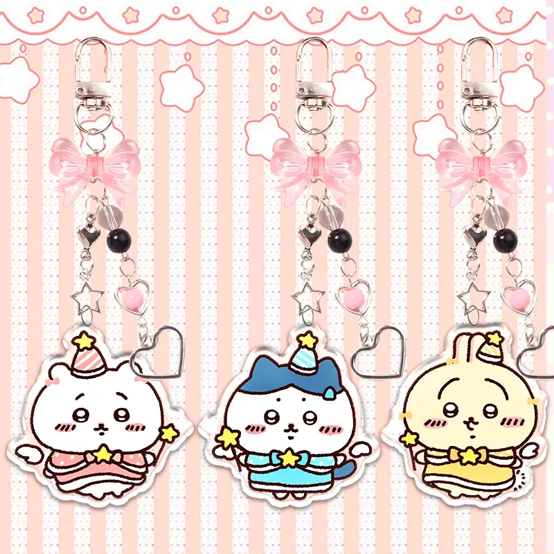 

14cm Chiikawa Acrylic Double Sided Pattern Keychain Hachiware Usagi Momonga Student Backpack Cute Pendant Party Decoration Gift