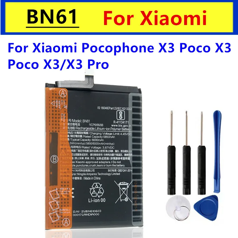 BATTERIE BN61 POUR XIAOMI POCO X3 M2007J20CI 6000mAh BATTERY