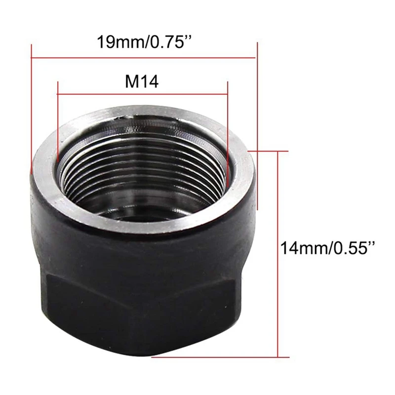 8Pcs ER11-A Type M14 Thread Collet Clamping Hex Nuts, For CNC Milling Chuck Holder Lathe