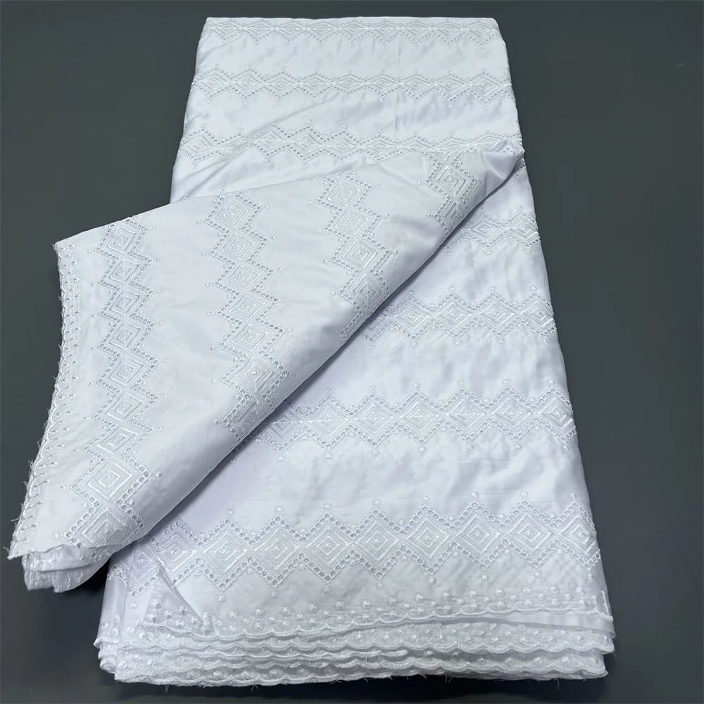 قماش دانتيل أفريقي 100% قطن مطرز 2025 فستان الحفلات مادة تول بالمتر 5 ياردات للملابس #4