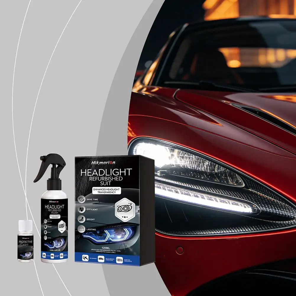 Car Headlight Restoration Liquid Anti-Oxidation Brightening Polish UV Protection Headlamp Cleaner Repair Kit for Auto Care view 2