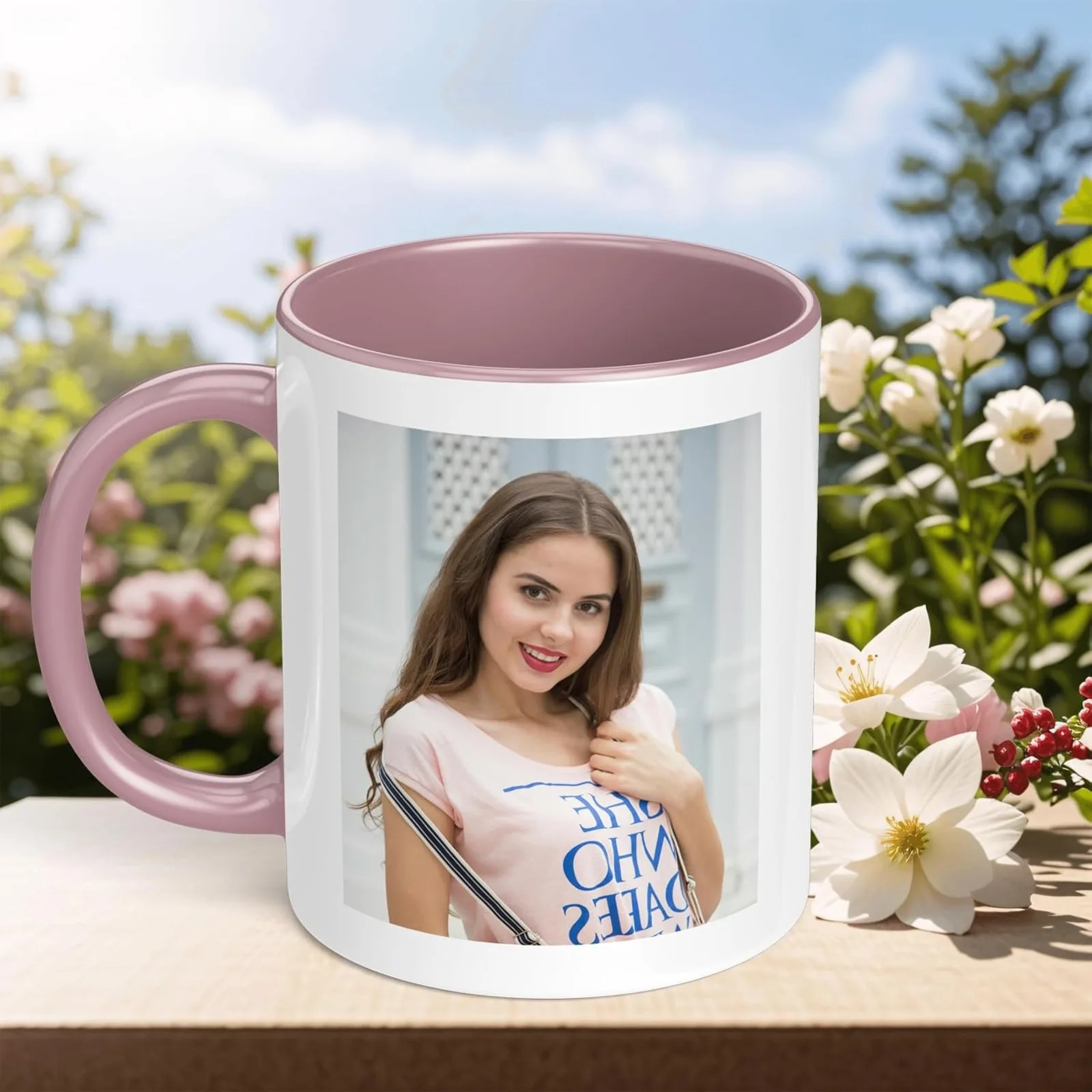 Pet Owners Birthday Gift Personalized Photo 11oz Ceramic Two Tone Coffee Mug image 5