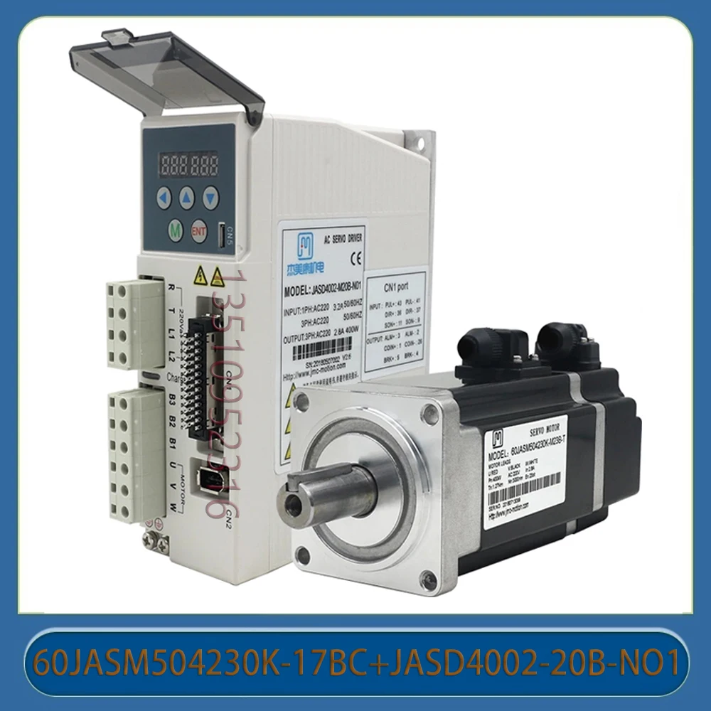 

Jmc 220v 400w 3000rpm 1.27nm 60mm Ac Servo Motor Drives 17-bit Cnc Machine Tool Encoder 60jasm504230k-17bc+jasd4002-20b-no1