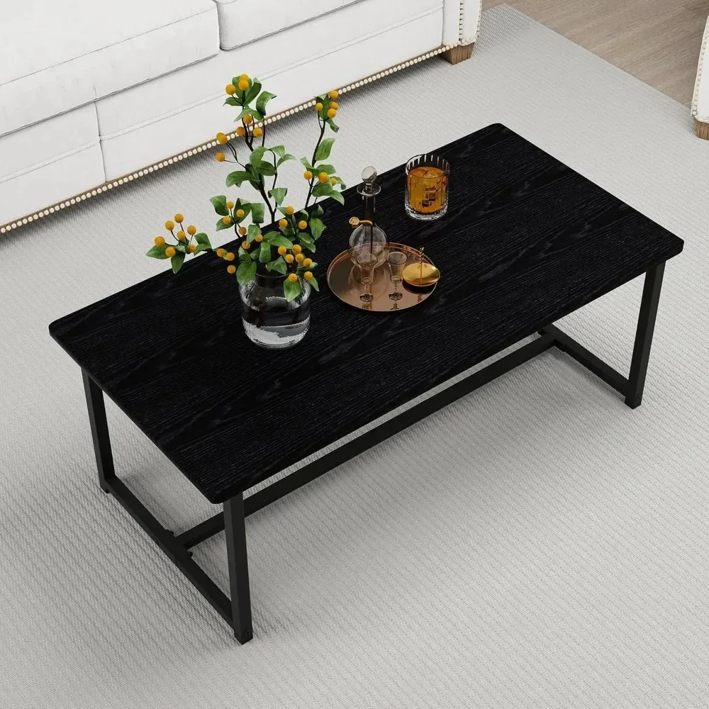 

Прямоугольный журнальный столик 35,4 дюйма для гостиной, журнальный столик в современном индустриальном стиле, центральный столик с металлическим каркасом для небольшого спа-салона