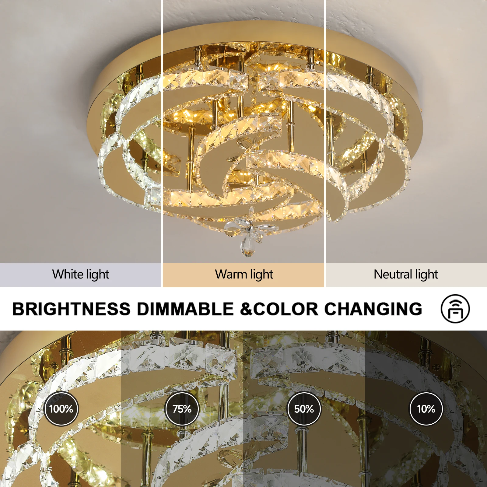 Flower Led Ceiling Lamp Modern Crystal Drop Chandelier Pendant Light Ceiling Light Home Decor Fixtures Living Room RC Dimming
