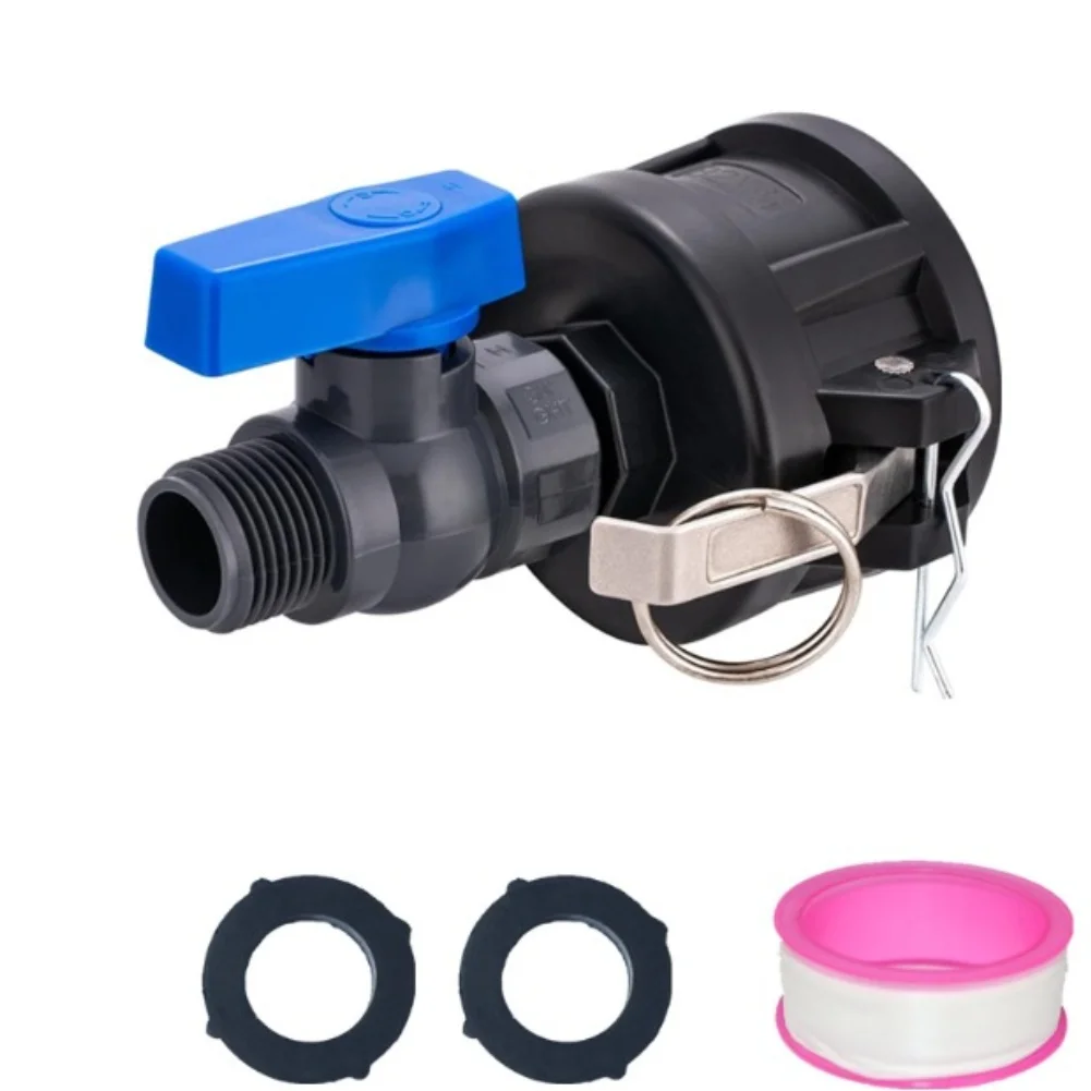 IBC Tote Adapter 2 Inch with 3/4 Inch Garden Hose Thread Ball Valve for Secure Hose Connection and Water Flow Control