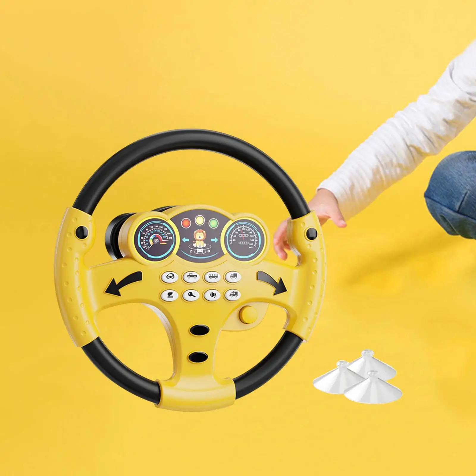 Round Steering Wheel Toy 360° Rotated Pretend Play Driving Toy for Boy Girl