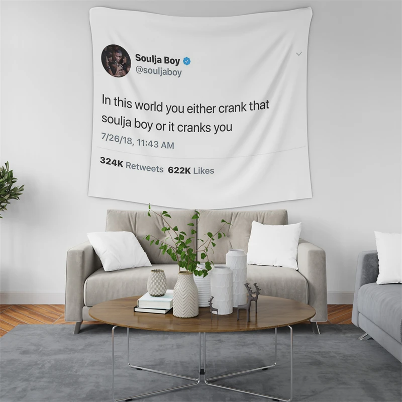 

Gaslight Gatekeep Girlboss Soulja Boy Tweet Tapestry Wall Hanging Art for Bedroom Living Room Decor College Dorm Party
