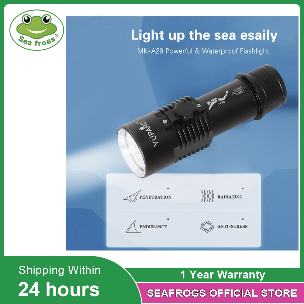 Seafrogs New Model 60Meter Waterproof 1800 High Lumens Diving Torch Super Bright LED Powerful Flashlights