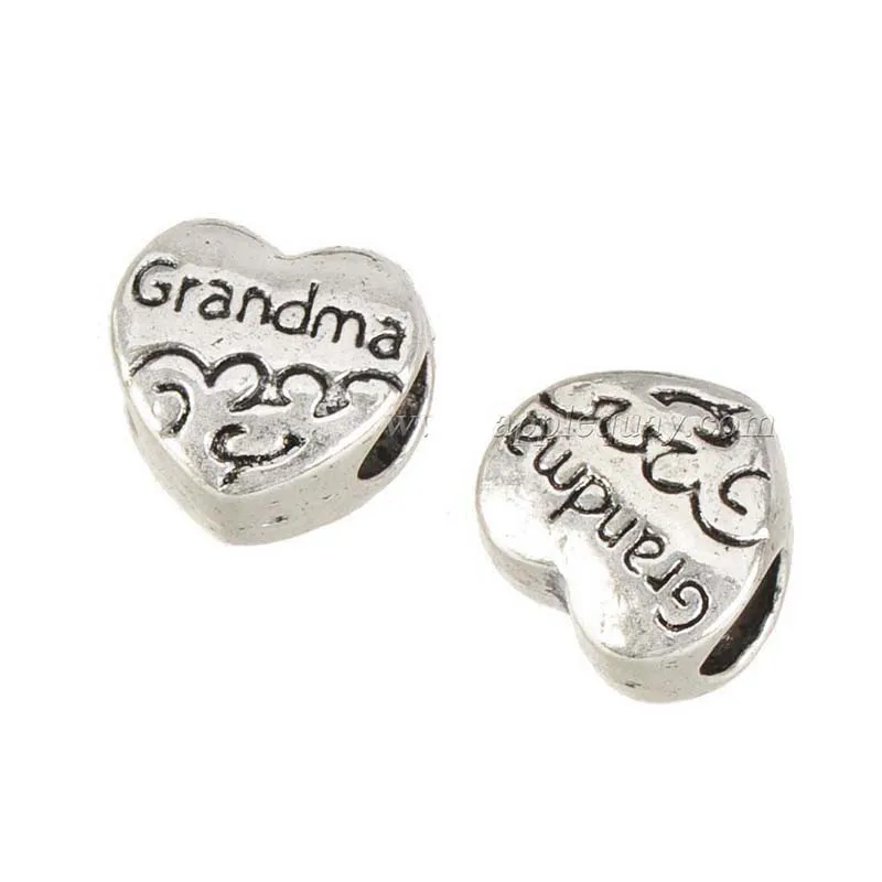 

Large Amount Of Beads Bracelets Handmade Parts Crafts Love Grandma 30pcs/bag Vintage Silver Plated Diy Alloy Jewelery Components