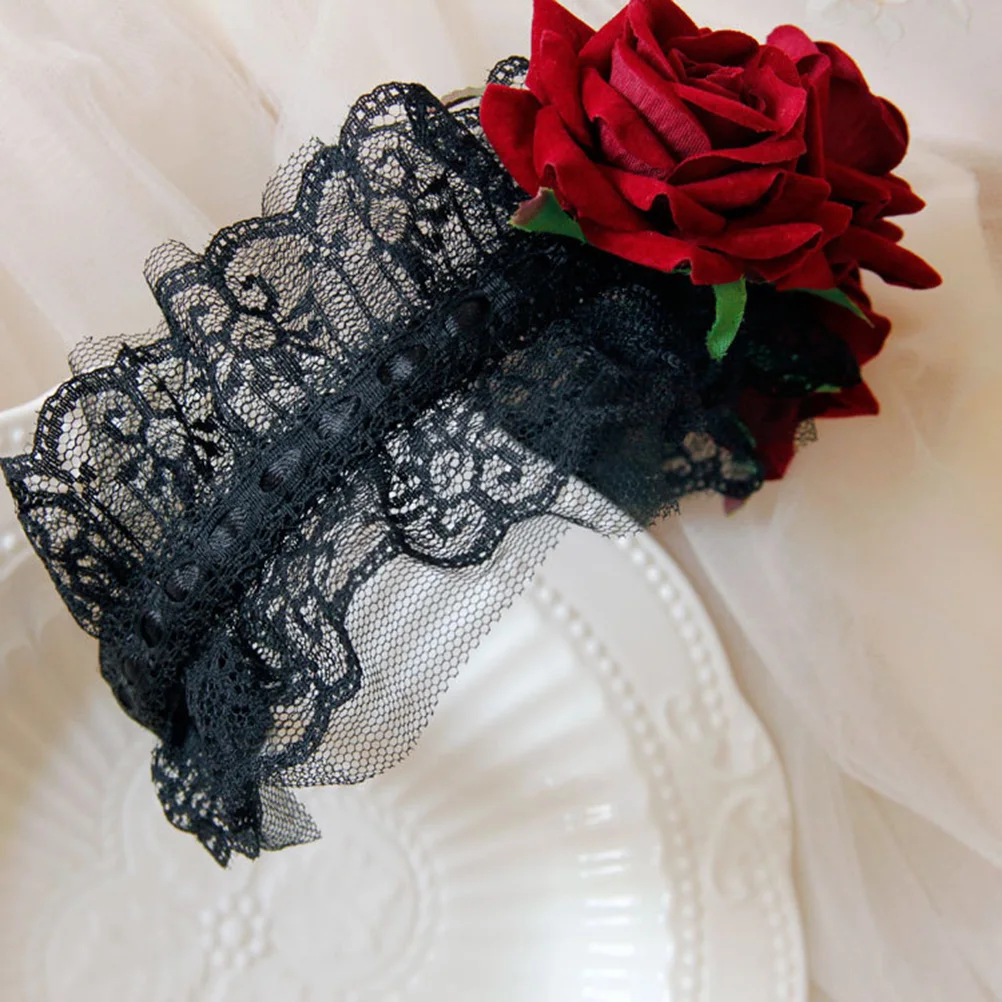 

1pc Red Rose Hair Headband Wide Lace Flower Headdress For Women Girls Party Carnival Photography Accessory Hair Hoop Rose Band
