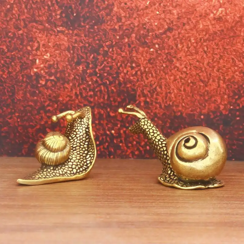 ~New Sale 3Pcs Brass Simulation Animal Figurines Copper Snail Desktop Ornaments Tea Pet Miniatures Home Decoration