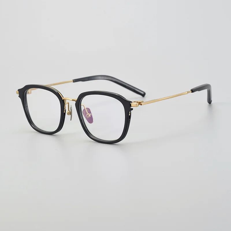 Japanese handmade ultra-light pure titanium myopia glasses frame large face advanced retro plate glasses frame