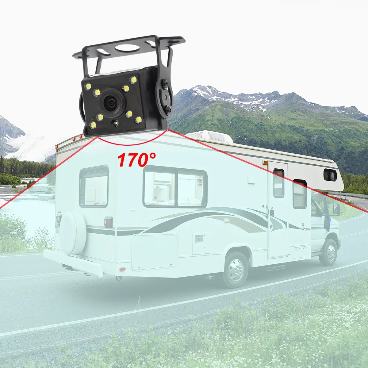 Vanxse monitor lcd tft de 5 polegadas + câmera reversa ip69 8ir para caminhão/rv/carro/reboque kit de câmera de ré de veículo