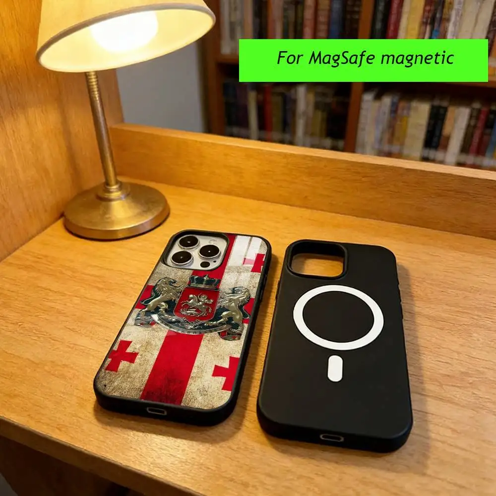 Georgia Flag Phone Case For iPhone17,16,15,14,13,12,11 Plus,Pro Magnetic For Magsafe Wireless Charging
