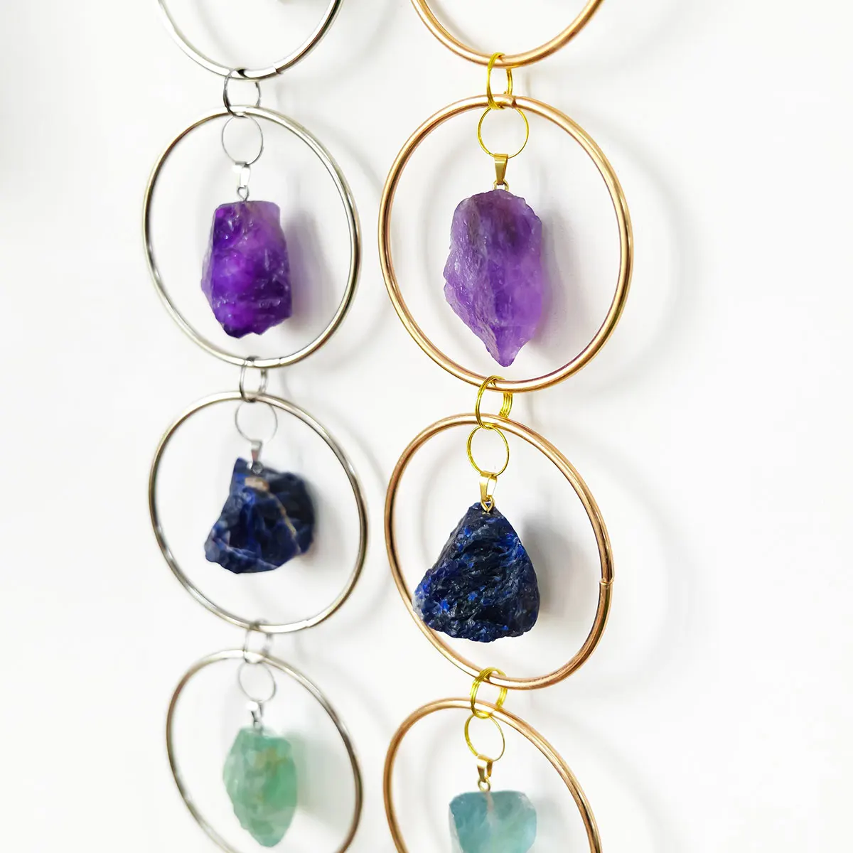 1PC Natural 7 Chakra Stones Raw Crystal Gemstone Wall Decor Hanging Ornament Tree of Life Wall Hanger Tumbled Gemstones Meditati