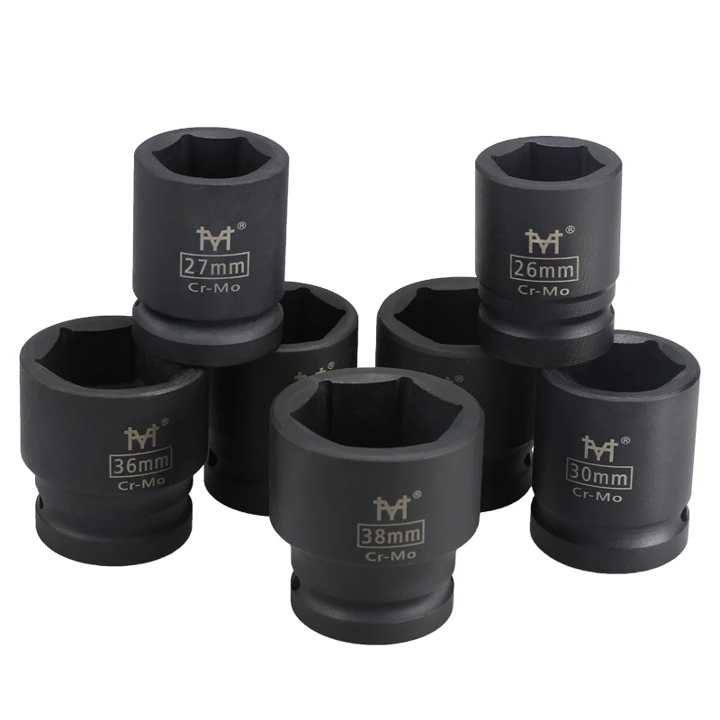 

1" Inch Impact Socket 25mm Square Hole Heavy Duty Pneumatic Tool Parts Air Sockets Metric 6-Point 17-46mm