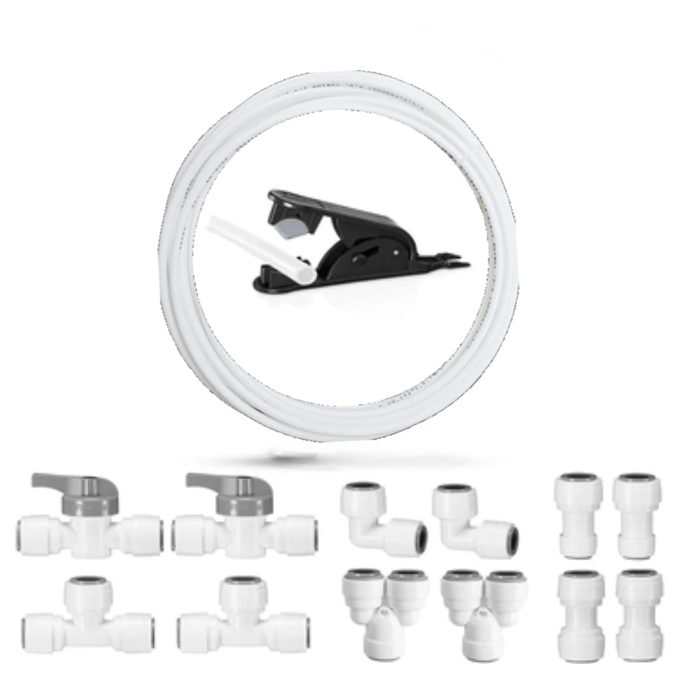 15FT 38 RO Water Tubing with Push to Connect Fittings for Refrigerators Ice Makers and Water Purification Devices