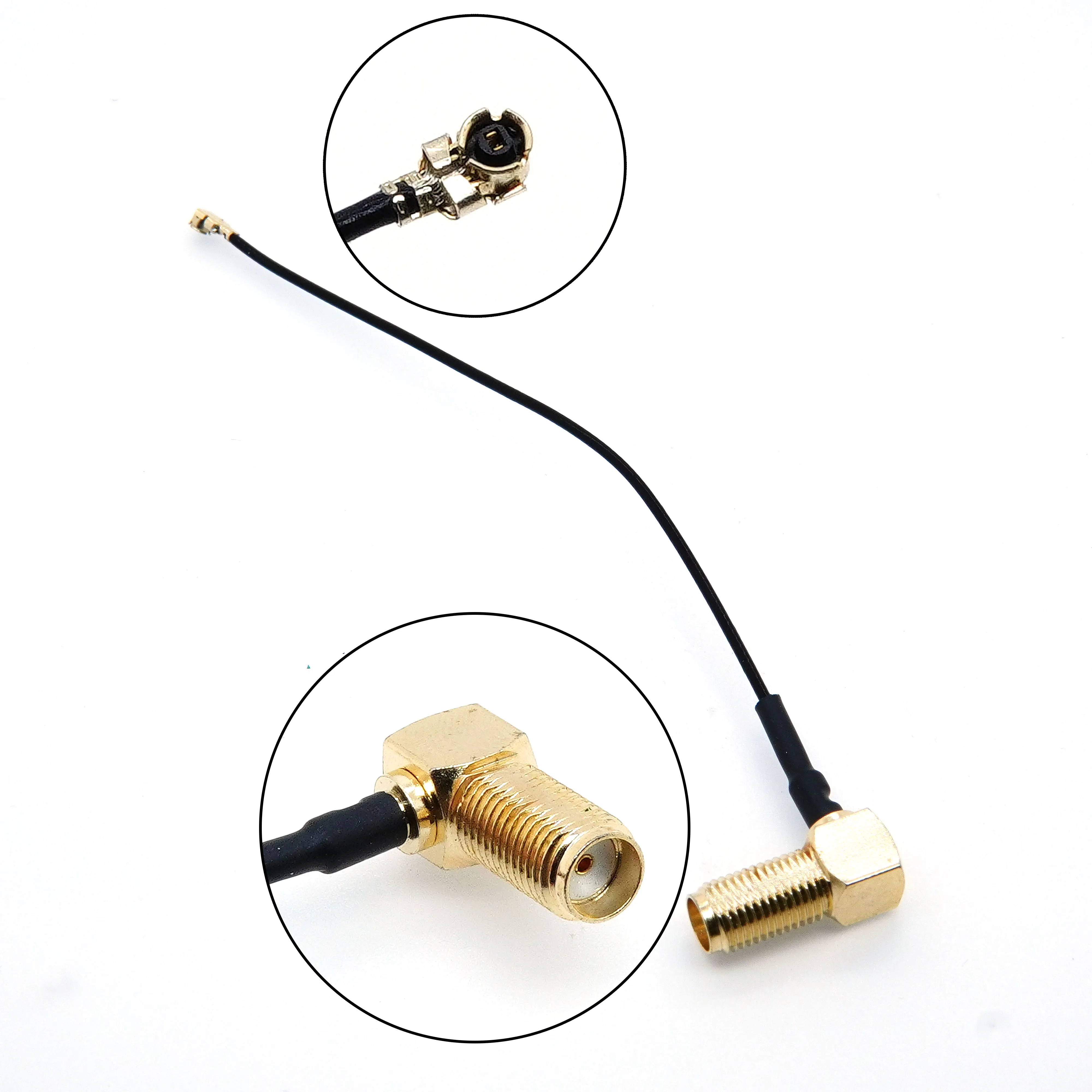 Câble coaxial U.fl IPX RP-SMA cloison femelle à angle droit pour IPEX-1 le câble RF coaxial en queue de overde l'antenne F4 RF successive UFL