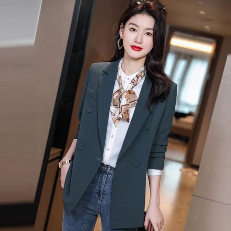 Blazer fino trespassado profissional para mulheres, jaqueta de lazer, casaco feminino na moda, outwear novo para primavera e outono, 2024