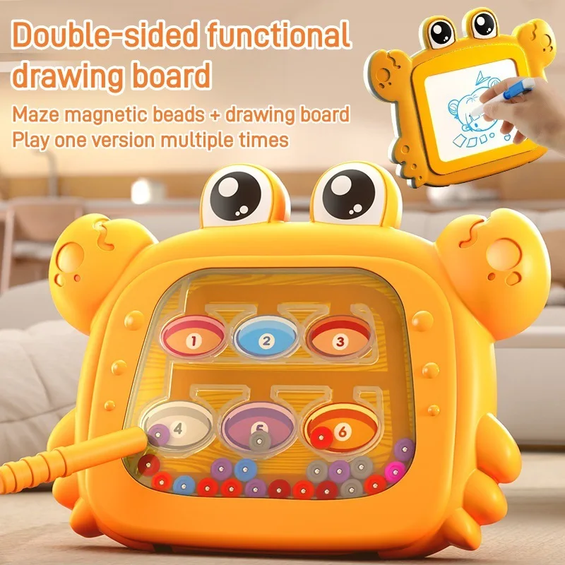 子供用磁気両面お絵かきボード、ペンコントロール論理的思考ペンマンシップ落書きボード、片面自己除去ビーズ迷路ゲーム、両面書き込みボードおもちゃ
