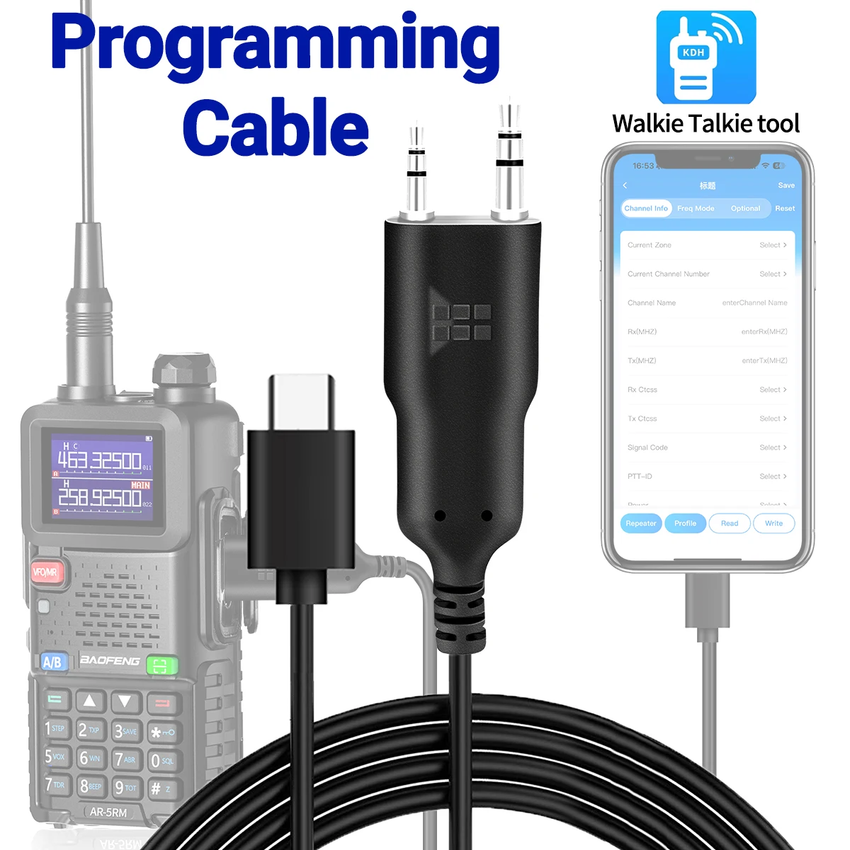 ABBREE Cable de Programación para Walkie Talkie USB Baofeng UV-5R