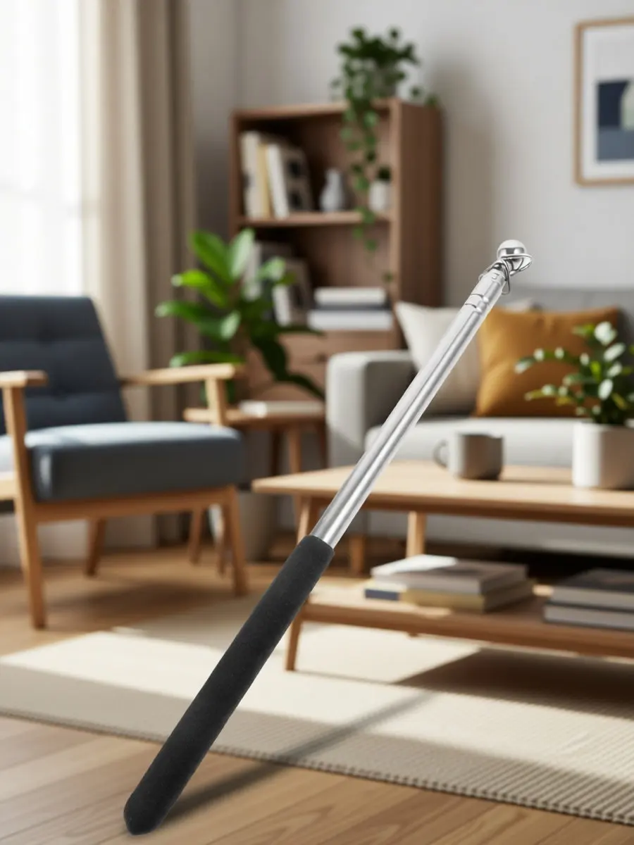 Professional Stainless Steel Telescopic Flagpole for Tour Guides Portable Handheld Flag Pole with Anti-Slip Handle Round Ball