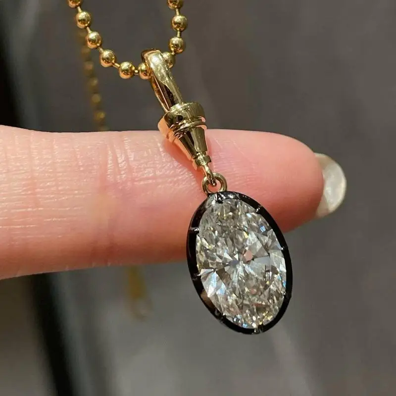 Damen-Halskette mit geometrischem weißem Zirkon-Anhänger, Perlenkette, goldfarben plattierter Edelstahl, einfacher Alltagsschmuck, Geschenk – Detail 8