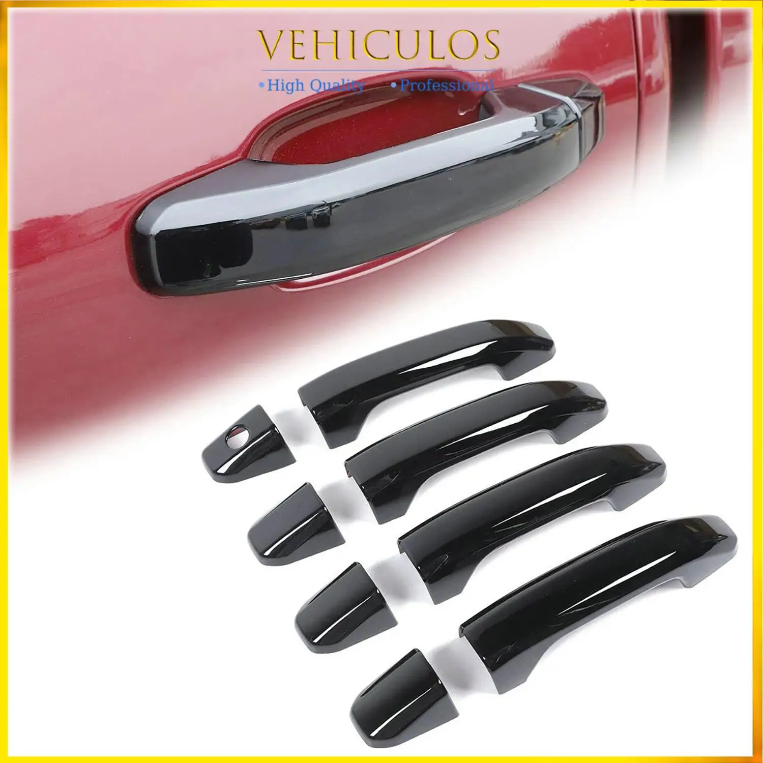 

4Pcs Black Door Handle Covers For GMC Sierra Chevy Silverado 1500 NO Smart 2014-2024 Auto Parts