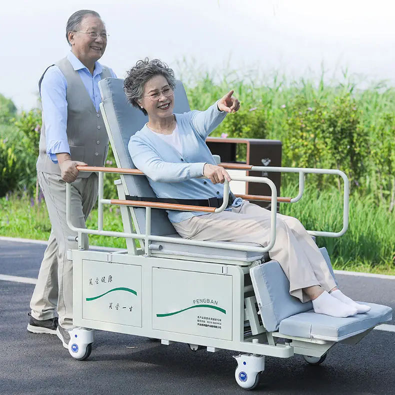 سرير العناية بالكرسي المتحرك متعدد الوظائف كرسي متحرك سرير التمريض المنزلي 5 وظائف سرير المستشفى اليدوي مع مرحاض لكبار السن #2