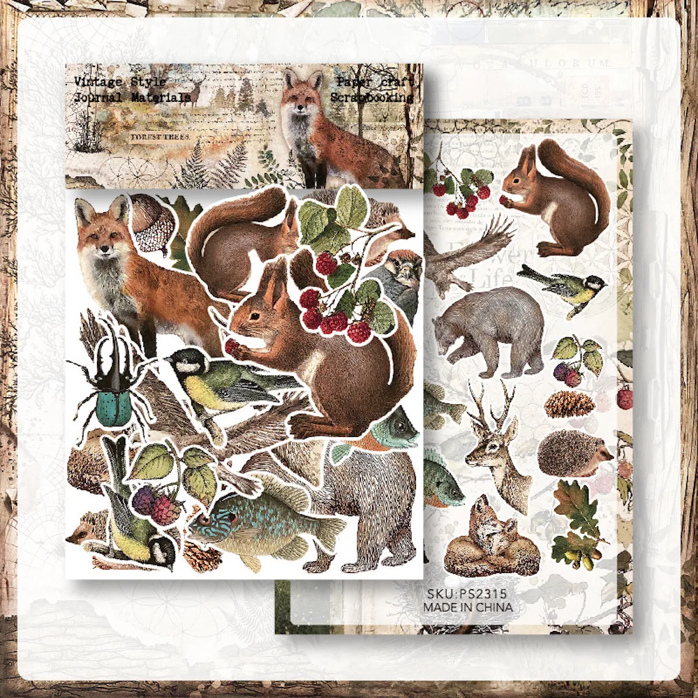 KSCRAFT 40pcs Vintage Stickers Die Cuts Sticker Collection Kit for Scrapbooking Planner/Card Making/Journaling Project