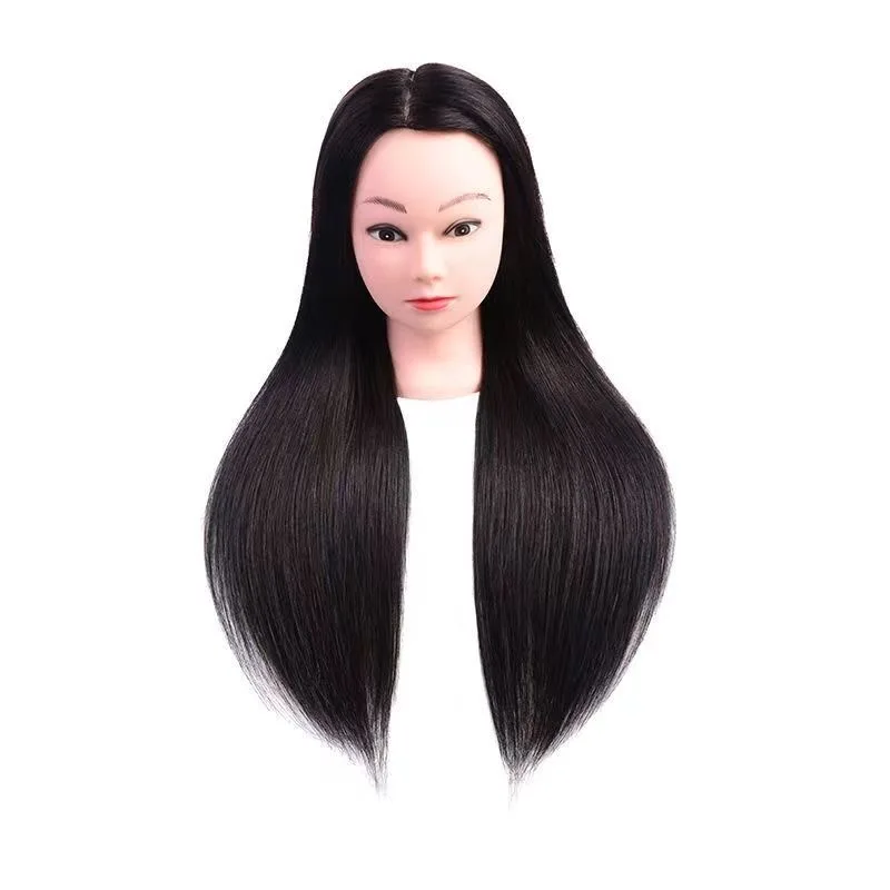 Tête de poupée modèle de tête ultraviolette, 100% vrais cheveux, faux modèle de tête humaine, tête de modèle d'apprentis, pratique de la embauet du repassage, 18 po