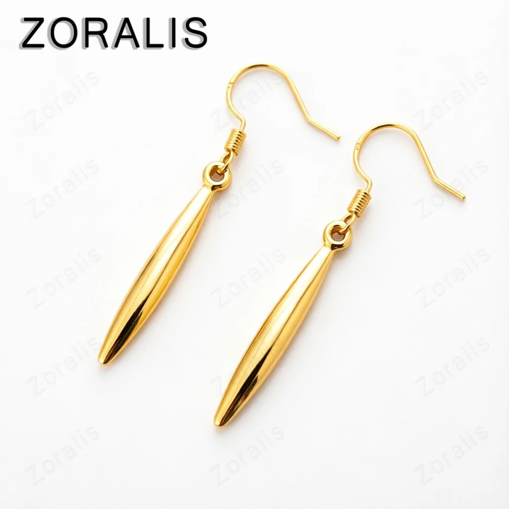 18K Gold Needle Drop Earrings For Women Party Engagement Wedding Fashion Charm Jewelry Birthday Gifts