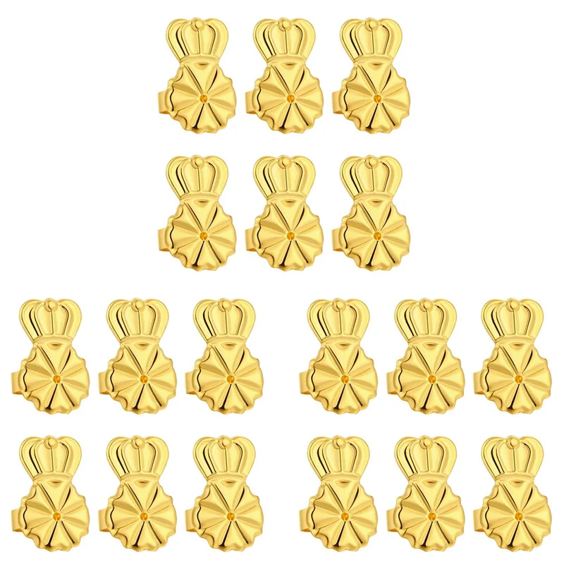 

NEW-9-Pairs Earring Backs,Earring Backs Lifter For Heavy Earrings, Adjustable Hypoallergenic Secure Earring Backs(Gold)