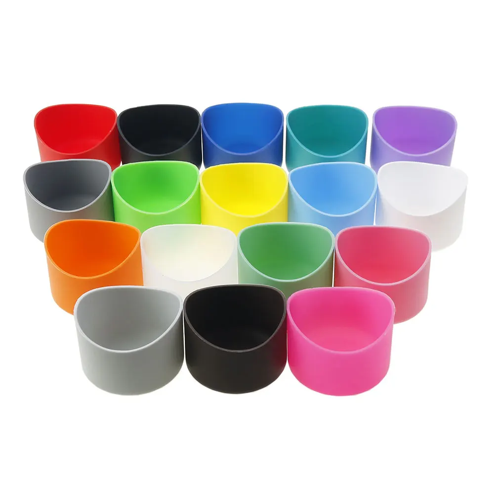 JCD 6cm Diameter Food Grade Silicone Sleeve For Glass Water BottleHeat Resistant Protective Anti-Slip Silicone Cup Bottom Cover