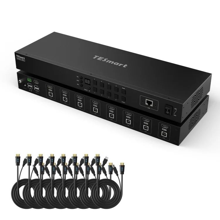 

8x1 for HDMI KVM Switch 8 Port 4K 30Hz USB2.0 Rackmount KVM Enterprise-Grade Smart Switcher EDID Emulator Products Stock