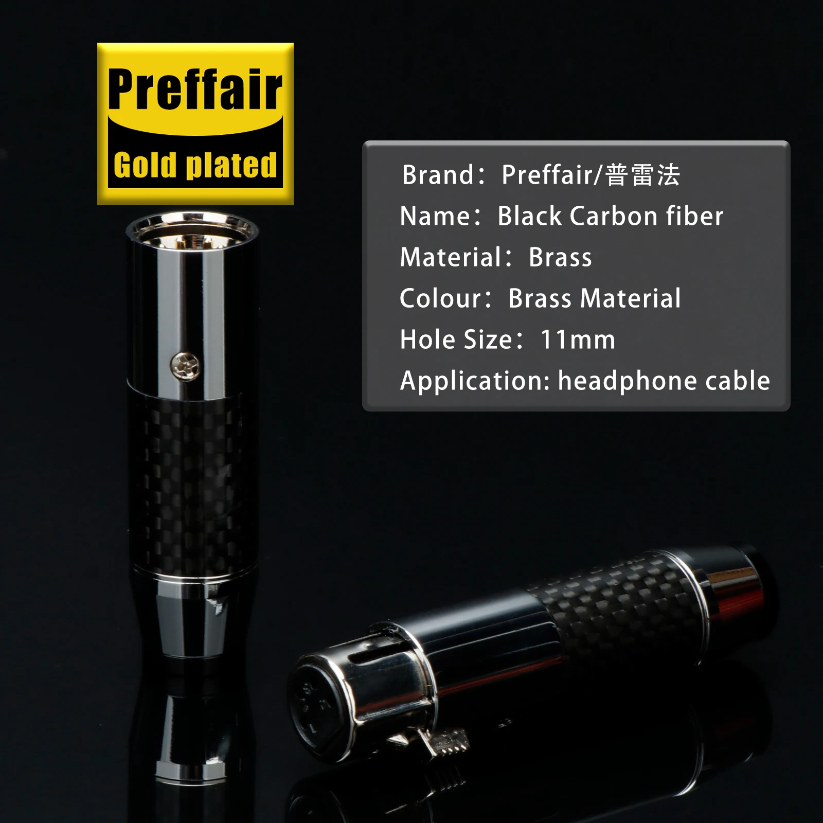 Hallo-end 4pin XLR Stecker Rhodiniert Carbon Fiber Audio XLR Stecker Buchse Stecker Für 11mm DIY verbindung Kabel