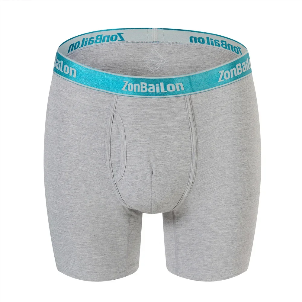 Jinshi Men's Boxer Briefs Soft Bamboo Breathable Open Fly Boxers No Ride Up Underwear