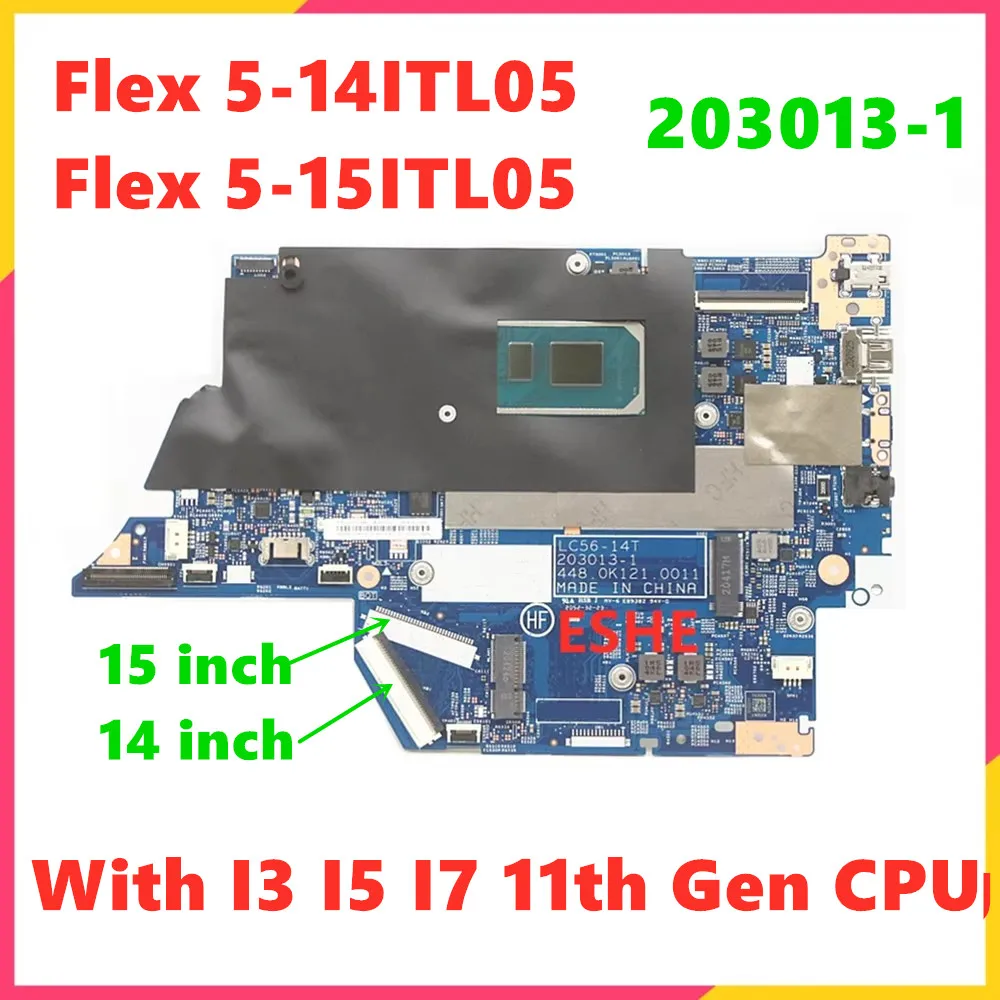 203013-1 Mainboard For Lenovo ideapad Flex 5-14ITL05 Flex 5-14ITL05 Laptop Motherboard With I3 I5 I7 11th Gen CPU RAM 8G