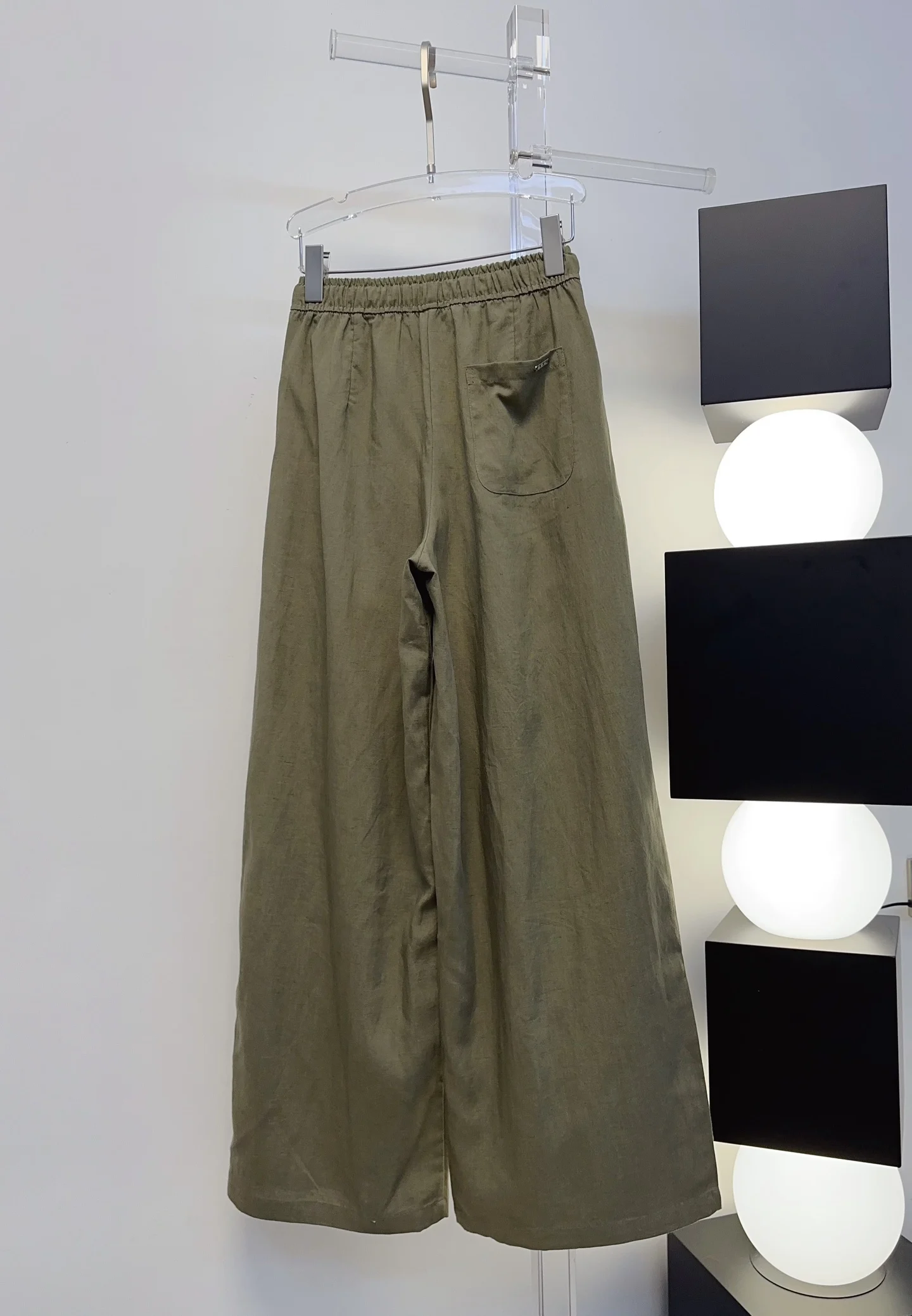 2026 New Back Pocket Gold Label Linen Wide Leg Pants  Linen Wide Leg Style