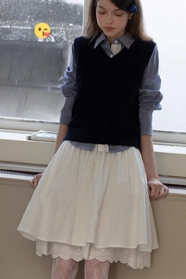 

Юбки женские струящиеся для взрослых пригородные для колледжа универсальные полые люверсы с вышивкой и блестками супер наряды китайская марля пикантные сложенные